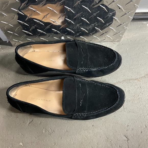 ladies black suede loafers